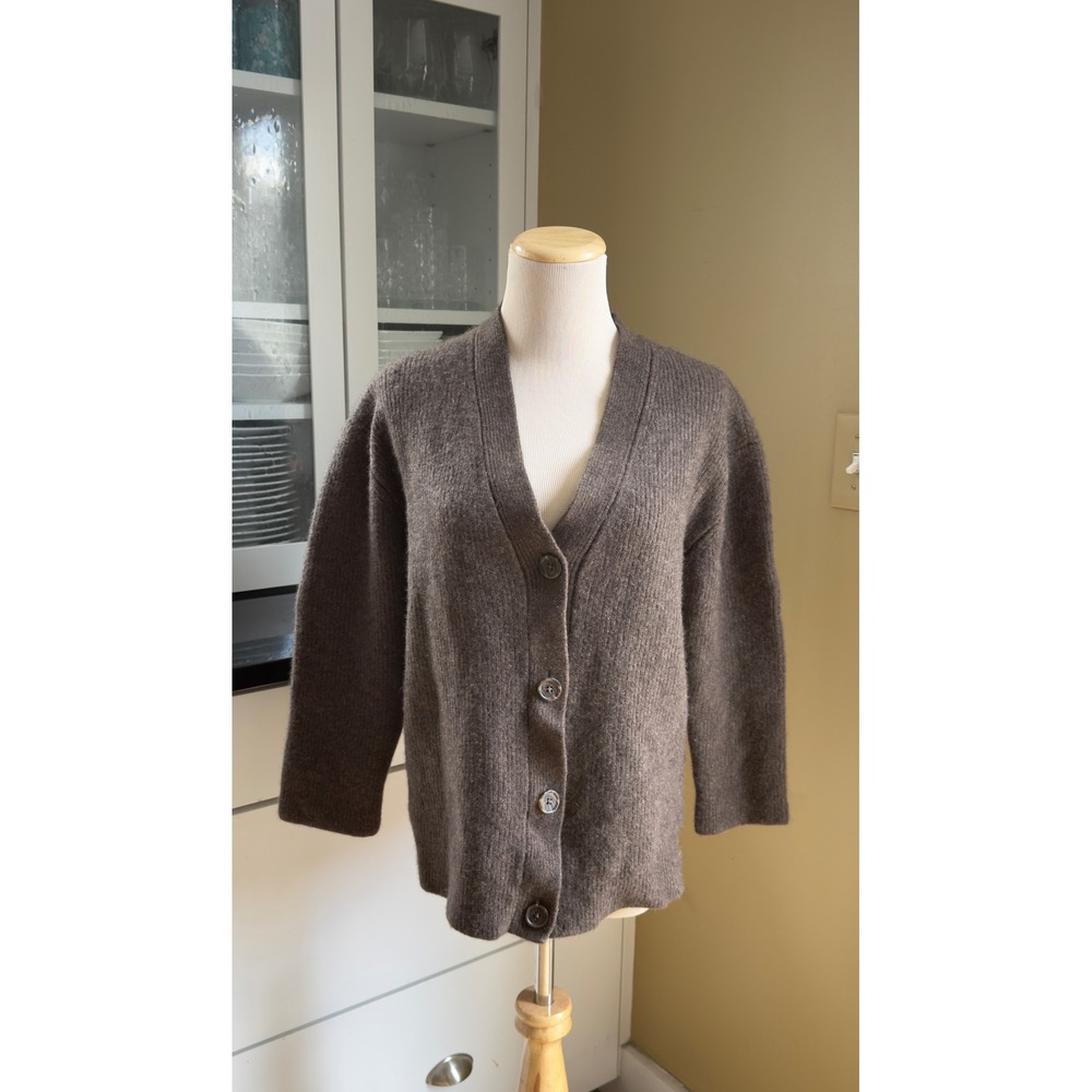 Quince Mongolian Cashmere Oversized Boyfriend Cardigan Brown Cozycore Womens M